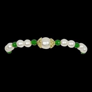 Emerald & Pearl Stretch Bracelet Mermaidcore Coastal Seaside Y2K Retro Revival